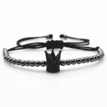 Handgemachte verstellbare Seil Stahl Bead Crown Armband